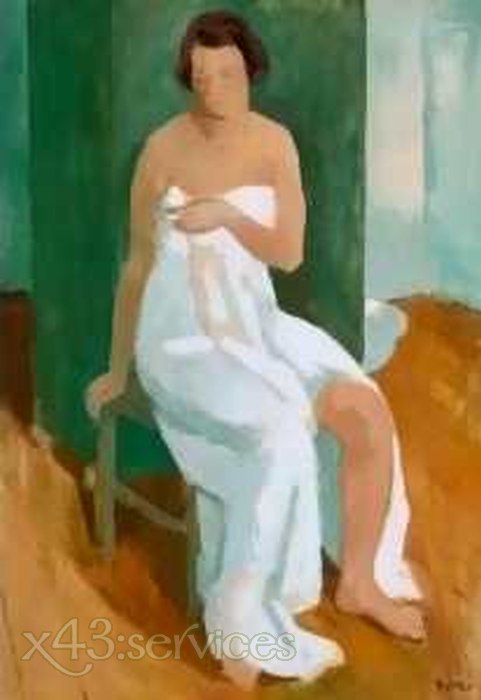 Karoly Patko - Akt in ein weisses Tuch gehuellt - Nude Cloaked In A White Cloth